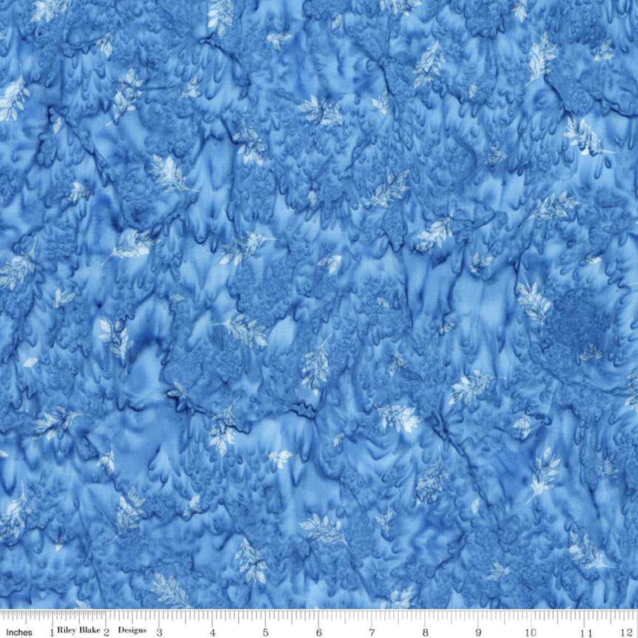 Fabric Riley Blake Ocean Blue Leaves Expressions Batiks Watercolor Daisies by the Quarter Yard BT23244-294